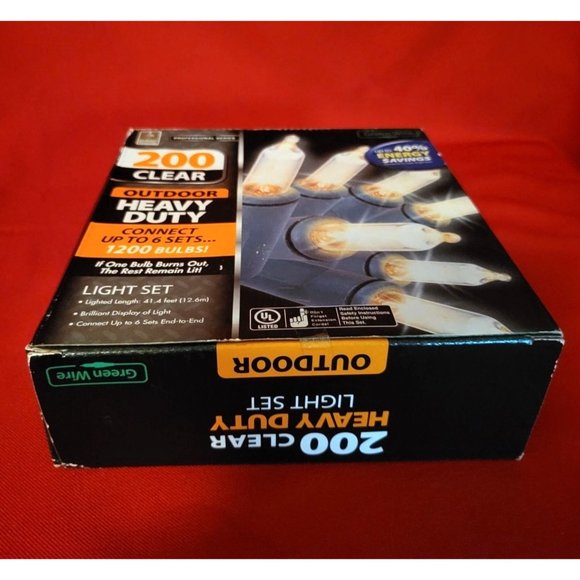 200 Clear Outdoor Heavy Duty Green Wire Ice Light Holiday Set - Picture 5 of 6